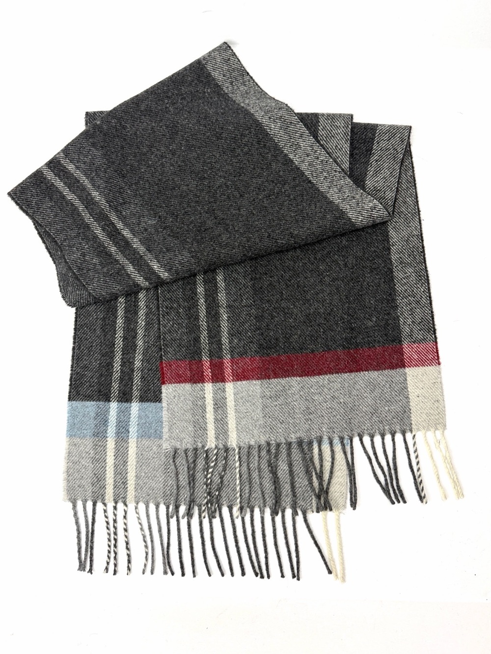 Italian Woollen Treasures Men’s Lambswool Plaid Scarf Made in Italy 12x68"